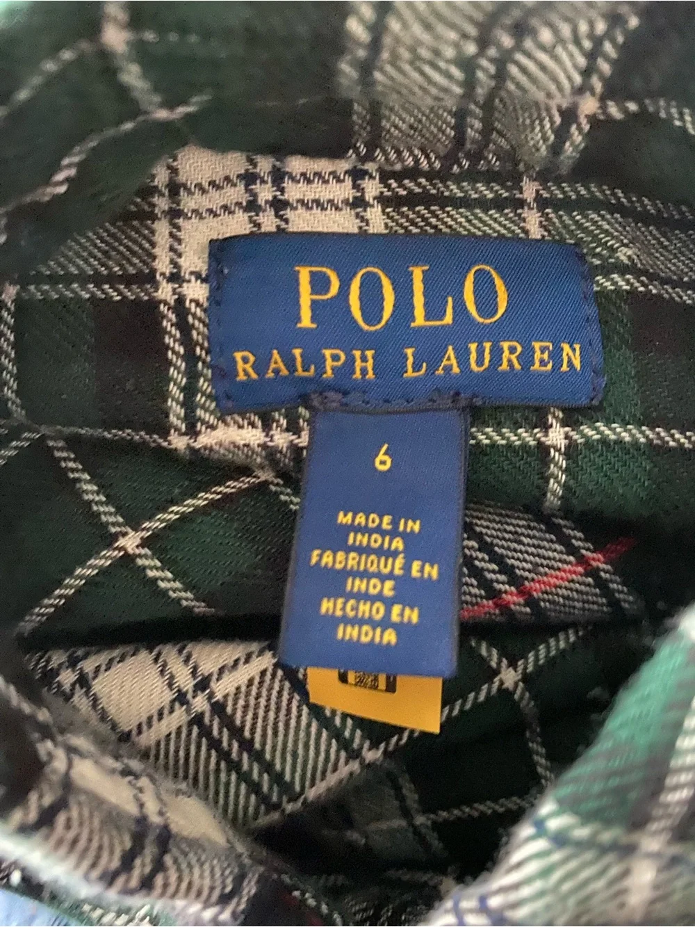 Polo by Ralph Lauren Green and White Plaid Shirt Dress Sz 6